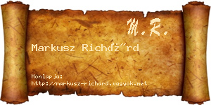Markusz Richárd névjegykártya